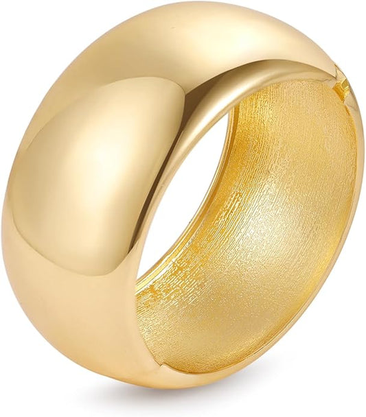 Bangle Bracelets for Women | 14K Gold Plated Trendy Wide Bracelets | Hinged Arm Cuff Bangles Chunky Bracelet for Women