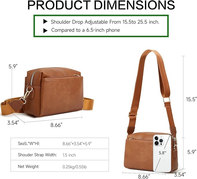 SENDEFN Leather Crossbody Bag for Women Small Clutch Purses Crossbody Shoulder Handbag Wallet Purses RIFD Card Slots