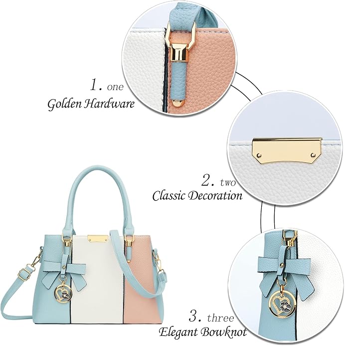 KKXIU 3 Zippered Compartments Purses and Handbags for Women Top Handle Satchel Shoulder Ladies Bags