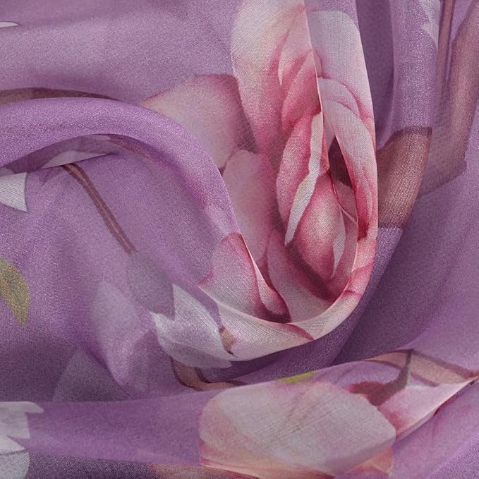 100% Mulberry Silk Women's Neck Silk Scarf-Lightweight Shawl,FLoral Print Beach Silk Wrap-Scarves for Photography