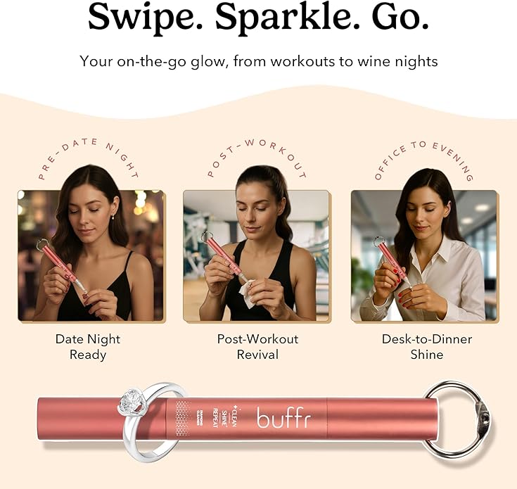 Natural Diamond Cleaner Pen Keychain – Non-Toxic, Portable Jewelry Cleaner for Silver, Gold & Fine Jewelry – Gentle, Easy Shine for Women On-The-Go