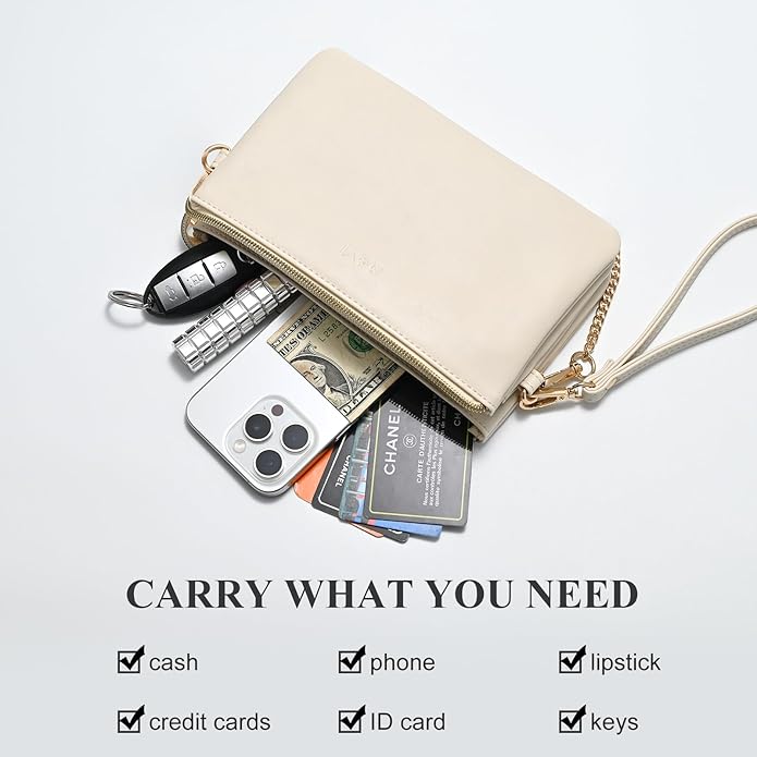 Wristlet Purses for Women, Vegan Leather Crossbody Evening Zip Clutch Bag with Strap | Vegan Leather, Evening, Zip, with Strap