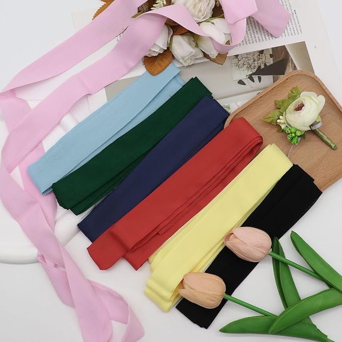 Long Satin Neckerchief Versatile Ribbon Tie Neck Scarf Solid Color Skinny Womens Tie