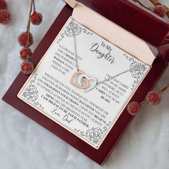 VIRAGIL To My Daughter Gift Necklace From Dad or Mom - Badass Daughter Jewelry With Heartfelt Message & Elegant Box