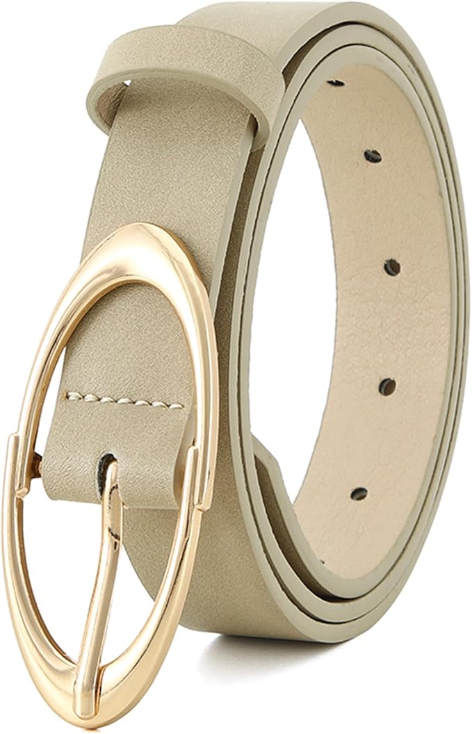 Earnda Women Faux Leather Belt for Jeans Pants Fashion Ladies Waist Belts with Gold Silver Oval Buckle