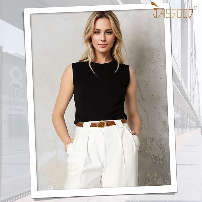 JASGOOD Leather Belts for Women Cute Casual Waist Belt with Gold Buckle Ladies for Jeans Pants Dresses