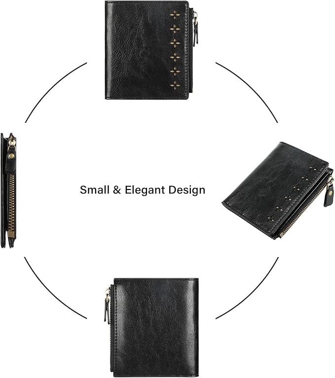 Lavemi Ultra Thin Small Compact Leather Womens Girls Wallets RFID Blocking Credit Card Holder for Women