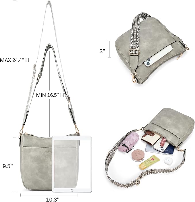 BOSTANTEN Crossbody Bags for Women Trendy Vegan Leather Hobo Purses Shoulder Handbags With Wide Shoulder Strap
