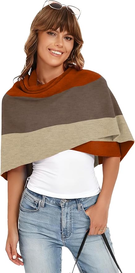 iWoo Women Soft Shawl Wraps kintted Open Front Poncho Sweater for Spring Fall Winter