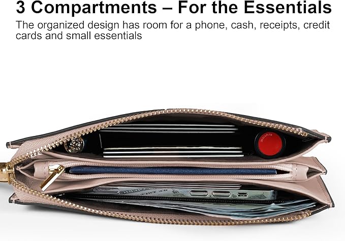 befen Genuine Leather Wristlet Clutch for Women Ultra-Slim Ladies Credit Card Holder Wallet Purses with RFID Protection
