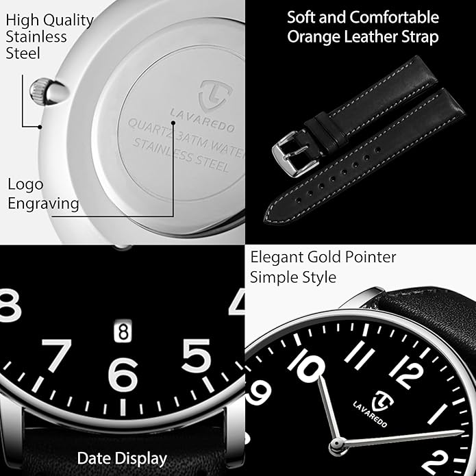BEN NEVIS Watch, Mens Watch, Minimalist Fashion Simple Wrist Watch Analog Date with Leather Strap