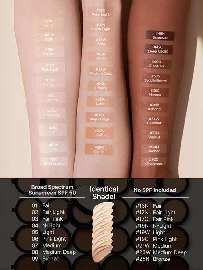 JUNG SAEM MOOL Essential Skin Nuder Cushion 45N Espresso 0.49 Fl Oz, No Refill, Natural Radiant Finish Cushion Foundation with Buildable Coverage, Lightweight Texture, Korean Foundation Makeup