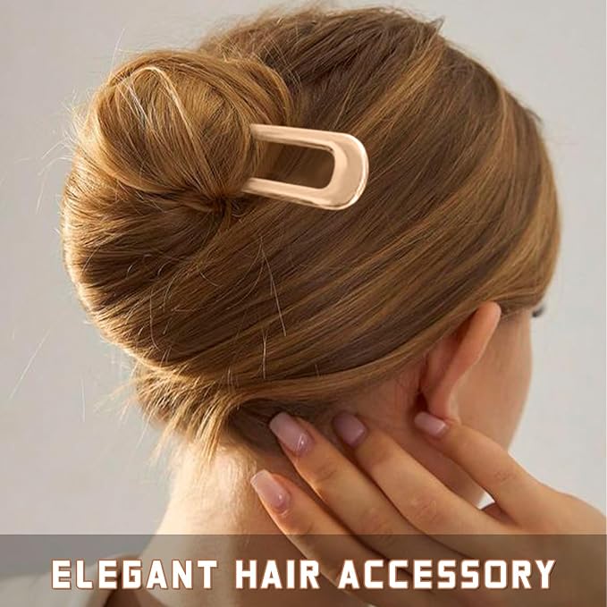 2Pcs French Hair Pins for Thick Hair, Metal French Twis Hair Pins for Women Girls, U-Shaped French Pin for Buns, 5.1 Inches Large French Pins (Silver, Gold)