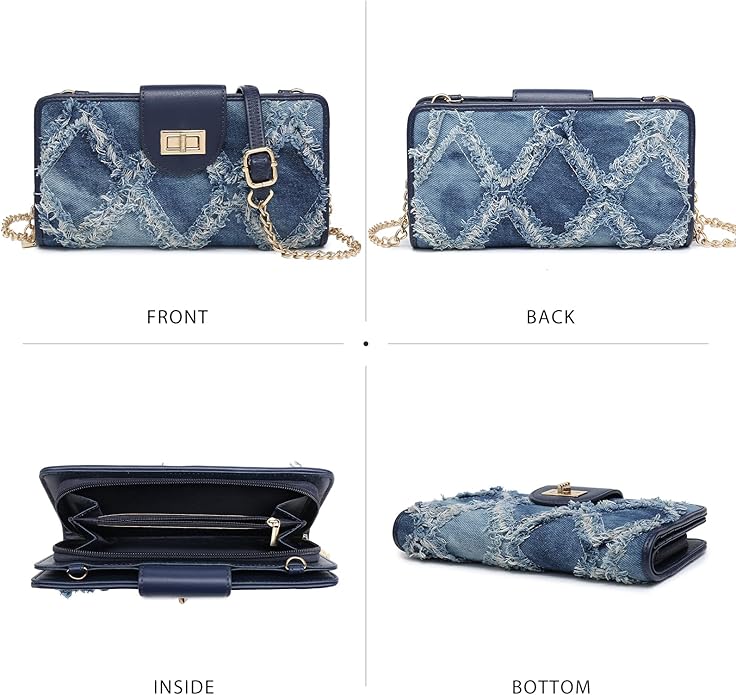MKP COLLECTION Women Small Crossbody Shoulder Bag Zip Wallet Purse Handbags Clutch Credit Card Holder with Chain Strap