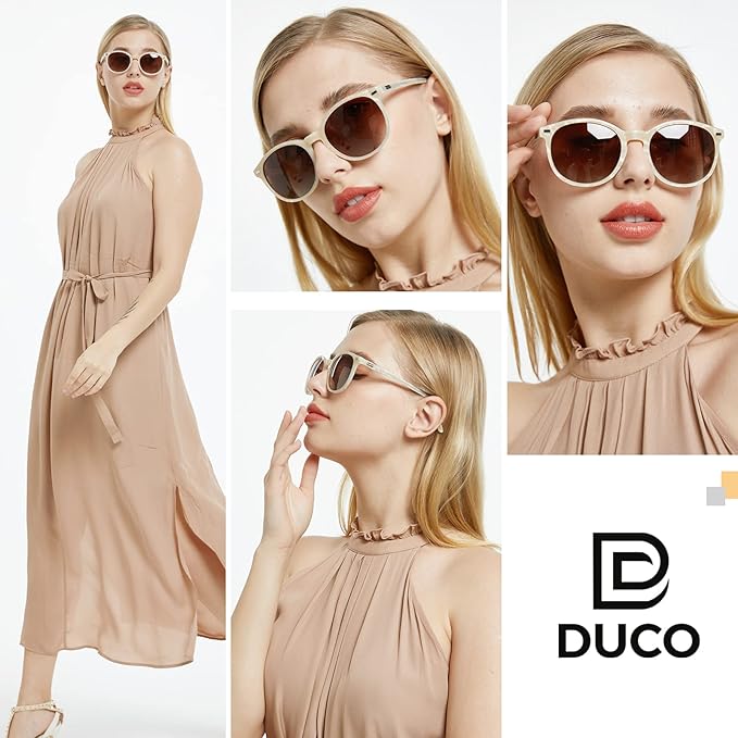 DUCO Polarized Sunglasses for Women Retro Round Women's Sunglasses Classic Vintage UV400 Shades DC1230