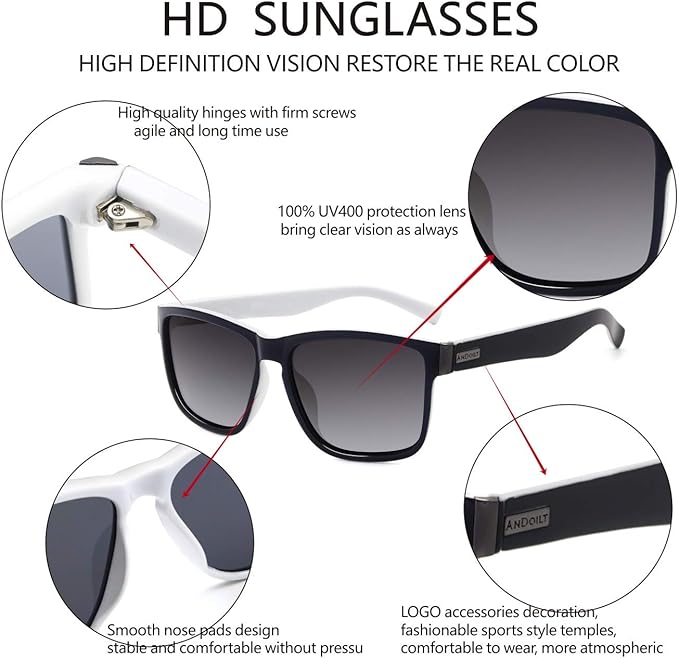 ANDOILT Sport Polarized Square Sunglasses