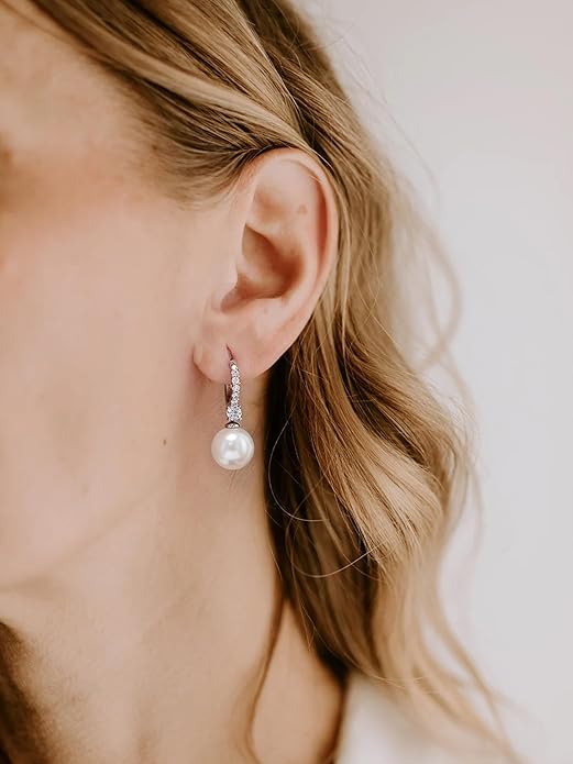 Long Pearl Earrings for Women 925 sterling silver Pearl Dangle Earrings Hypoallergenic Elegant Wedding Pearl Tassel Earrings for Bridal Christmas Gift…