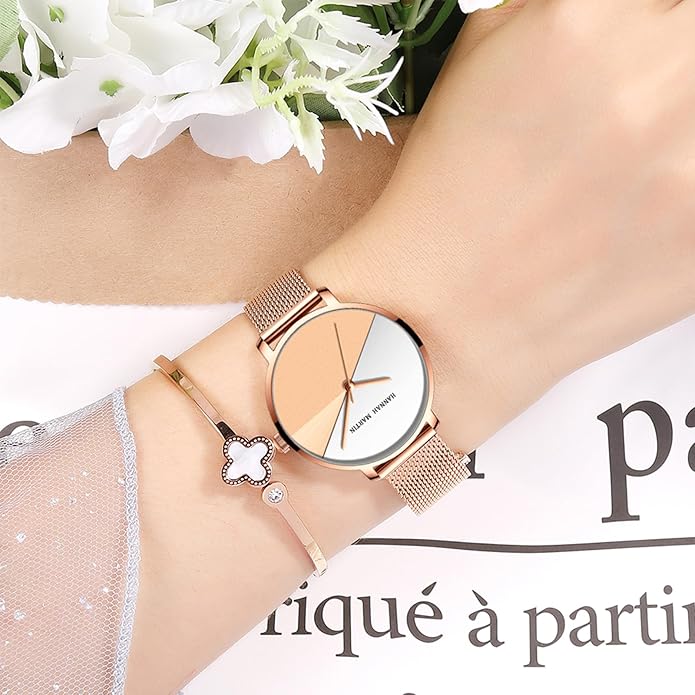 HANNAH MARTIN Watches for Women Waterproof Ladies Analog Quartz Wrist Watches Stainless Steel Band Fashion Dainty Female Watch Luxury Bracelet Diamond