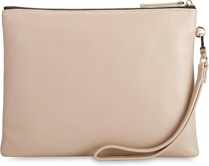DORIS&JACKY Lambskin Leather Wristlet Clutch Purse for Women Soft Designer Slim Cell Phone Pouch Bag with Detachable Strap