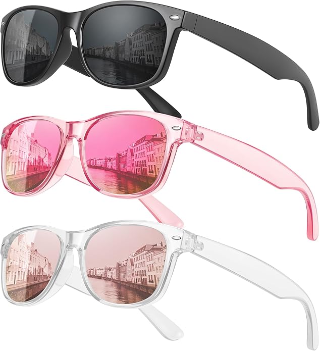 MEETSUN Classic Polarized Sunglasses for Women Men Trendy Retro Sun Glasses for Driving UV Protection (3 Pack)