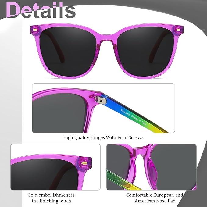 Myiaur Polarized Sunglasses for Women, Square Mirrored Trendy Shades with UV Protection Reduce Glare Sun Glasses