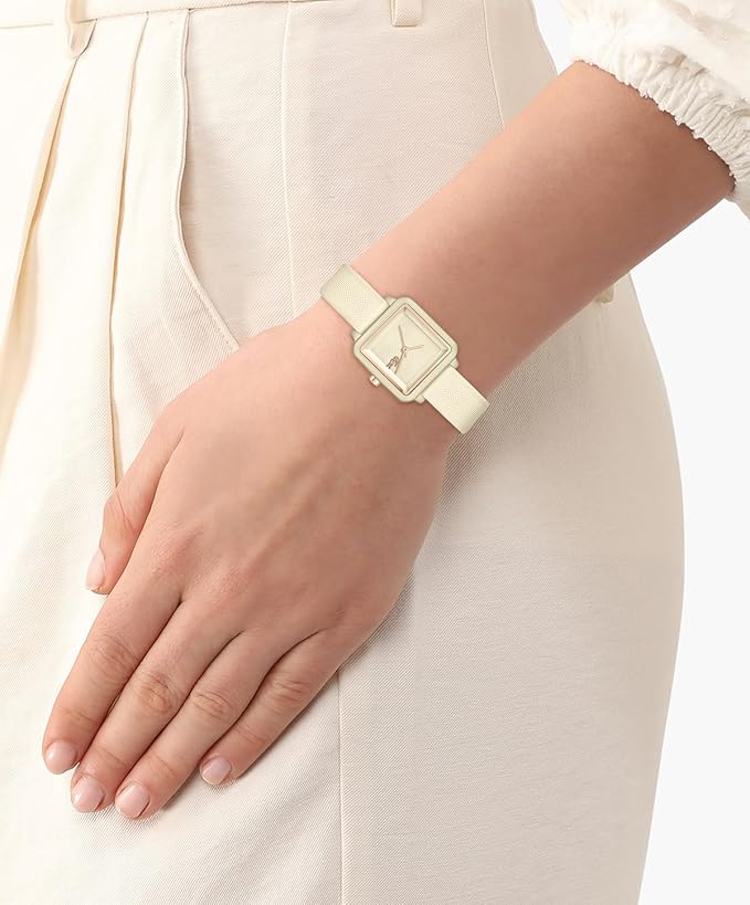 Lacoste.12.12 Flow Women's 3H Quartz Watch - Slim Silicone Strap - Square Case - Water Resistant up to 3ATM/30 Meters - Minimalist Elegance for Her - 26mm