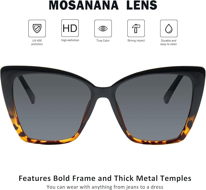 mosanana Oversized Cat Eye Sunglasses for Women Trendy Style MS52028