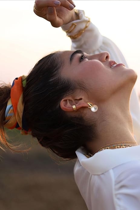 CHESKY Christmas Gifts Pearl Earrings for Women, Dainty 14K Gold Plated/Silver Plated Drop Quality Handpicked AAA+ Freshwater Cultured Round Pearls Dangle Earrings Wedding Jewelry for Women Gifts