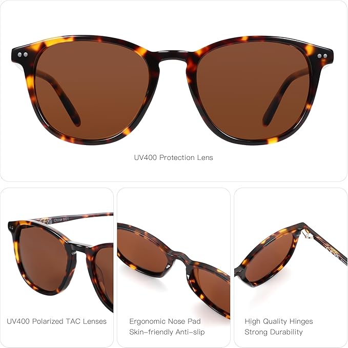 ZENOTTIC Round Polarized Sunglasses Women: UV400 Protection Classic Retro Circle Shades for Driving Fishing Golf Fashion
