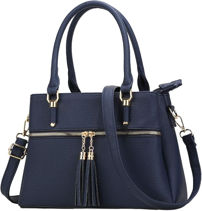 KKXIU Women Satchel Bags Handle Shoulder Handbags and Purses Pockets Zipper Leather Crossbody Bags
