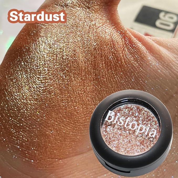 Bistopia Glitter Eyeshadow Collection, 14 Shades, Shimmer Pressed Powder, Metallic and Iridescent Colors (Stardust)