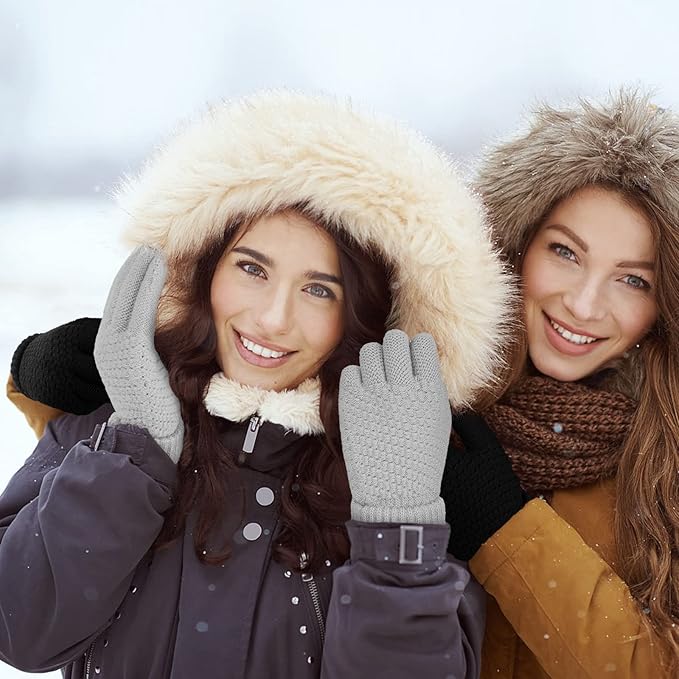 Omisy 4 Pairs Winter Gloves Women Touchscreen Cold Weather, Valentines Day Gifts for Her Wife Mom Girlfriend, Wam Mitten