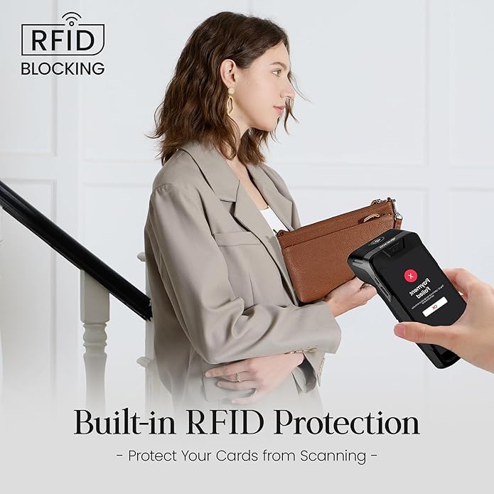 befen Genuine Leather Wristlet Clutch Wallet Purses with RFID Blocking, Small Crossbody Bags Shoulder Handbag for Women