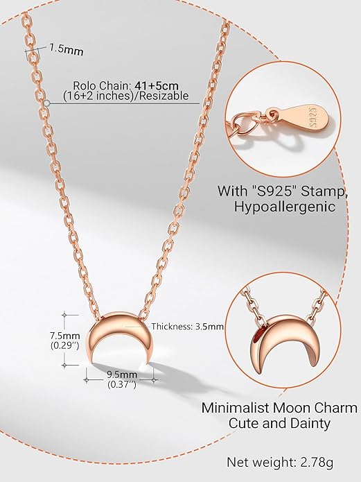 PROSILVER 925 Sterling Silver Necklace for Women | Dainty Delicate Adjustable Choker with Heart/Star/Moon/Vertical Bar Pendant, Hypoallergenic Tarnish Resistant Everyday Jewelry Gift for Her