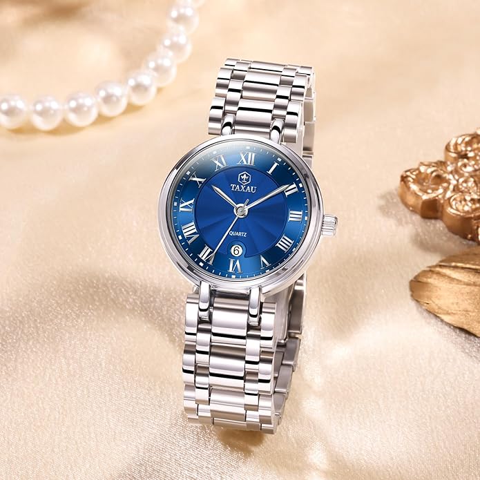 Gold Silver Two Tone Women Stainless Steel Watch Small Wrist ElegantDress Watch for Women Fashion Luxury Waterproof Day Date Analog Quartz Ladies Watches