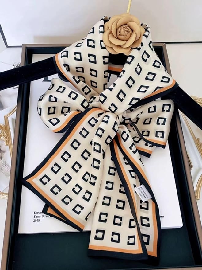 100% Mulberry Silk Ribbon Scarf for Hair Beach Head Wraps for Women Handbag accessories Necktie