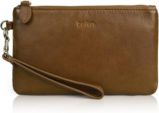 befen Genuine Leather Wristlet Clutch RFID Blocking Bag Cell Phone Wallet Purse Wristlet Wallet Purses and Handbags for Women