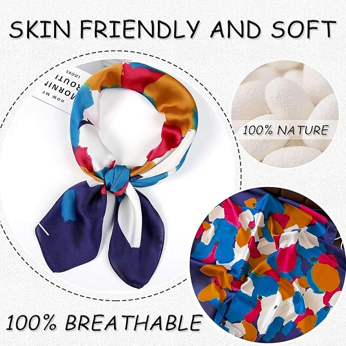 Dailyacc Hair Bandanas Scarf For Women Lightweight Fashion Neck Silk Satin Head Scarves For Sleeping Handbags Scarf