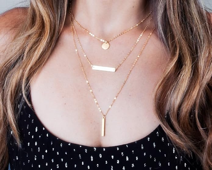 Small Gold Disc Necklace - Minimal Designer Handmade Coin Necklace 16 inch + 2 inch Extender