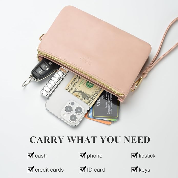 Wristlet Purses for Women, Vegan Leather Crossbody Evening Zip Clutch Bag with Strap | Vegan Leather, Evening, Zip, with Strap