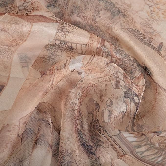 100% Mulberry Silk Women's Neck Silk Scarf-Lightweight Shawl,FLoral Print Beach Silk Wrap-Scarves for Photography