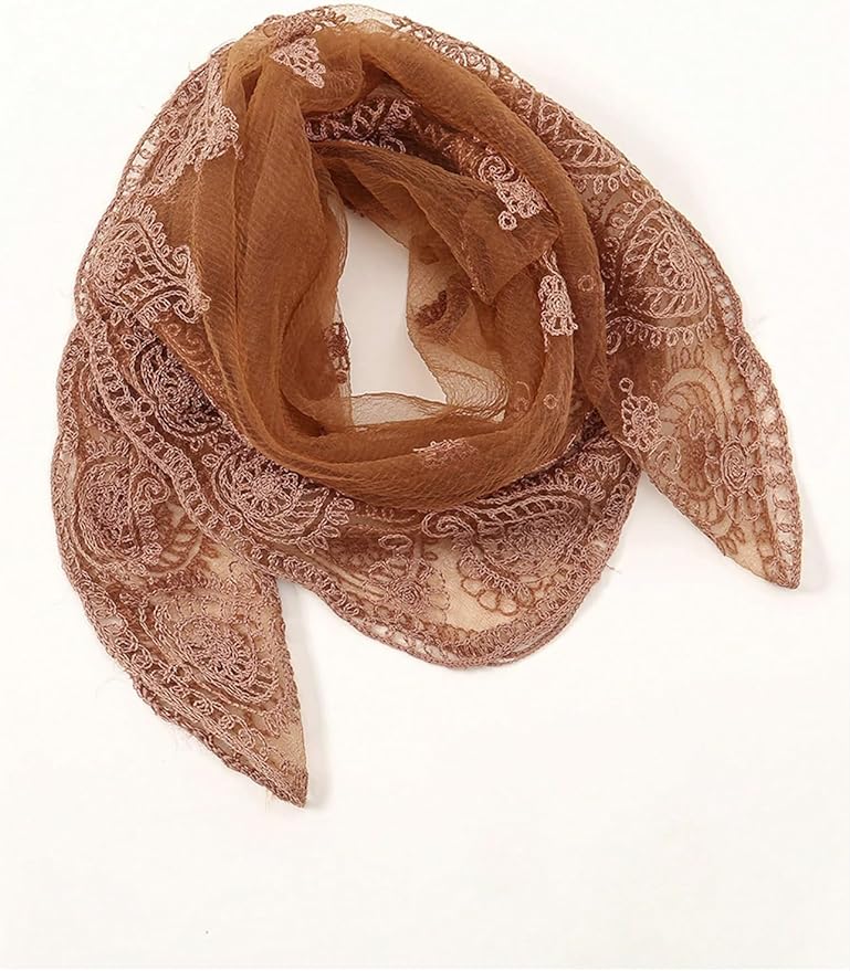 Floerns Women's Flower Embroidery Hair Scarf Headband Sheer Lace Hair Bandana