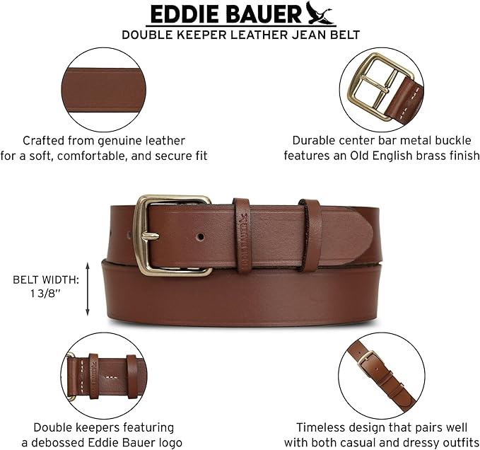 Eddie Bauer Women's Casual Leather Belts with Durable Metal Buckle