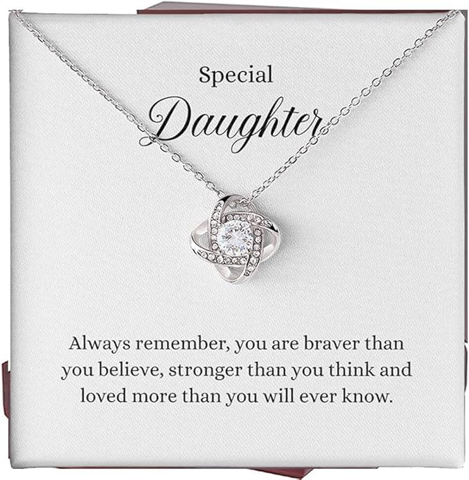 VIRAGIL To My Daughter Gift Necklace From Dad or Mom - Badass Daughter Jewelry With Heartfelt Message & Elegant Box