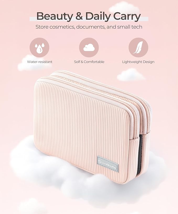 Preppy Makeup Bag, Rectangle Double Detachable Cosmetic Organizer, Clear Side Panel Portable Travel Pouches for In-Flight Essentials, Beauty & Tech Accessories, Gift for Women