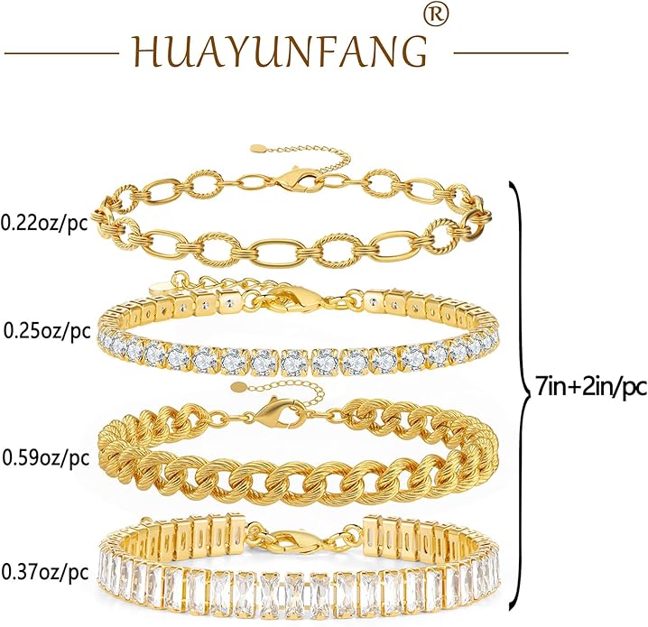 Gold Chain Bracelet Set for Women 14K Gold Plated Bracelets Multi-Layer Stackable Bracelet Dainty Cuban Paperclip Chain Bracelets Pack Jewelry