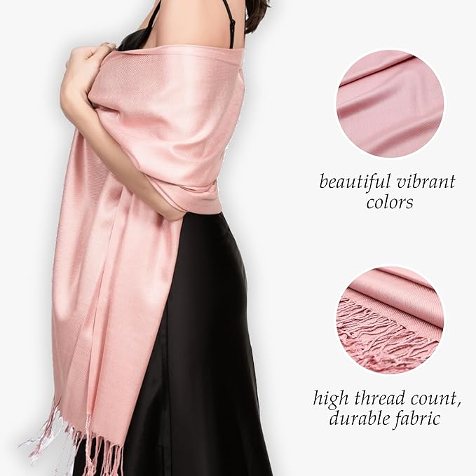 Achillea Soft Silky Pashmina Scarf for Women – Shawl Wrap for Evening Dresses, Bridesmaids, Weddings & Everyday Wear