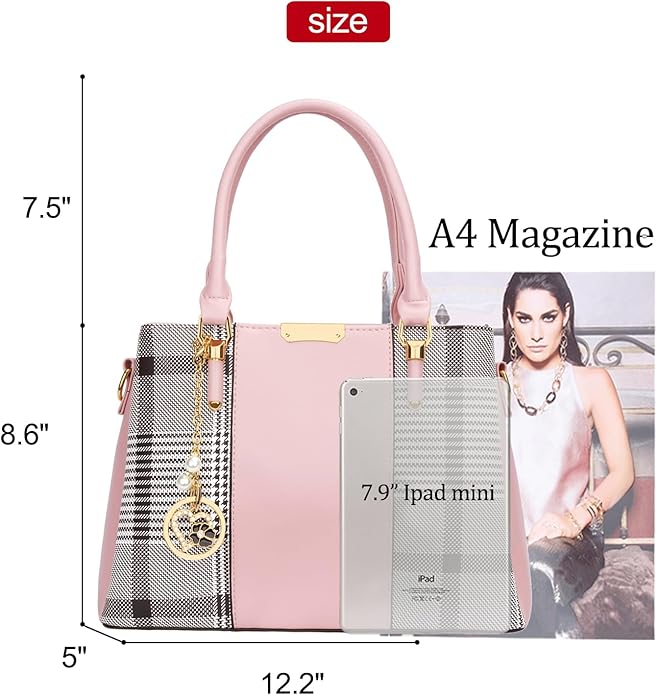 KKXIU 3 Zippered Compartments Purses and Handbags for Women Top Handle Satchel Shoulder Ladies Bags