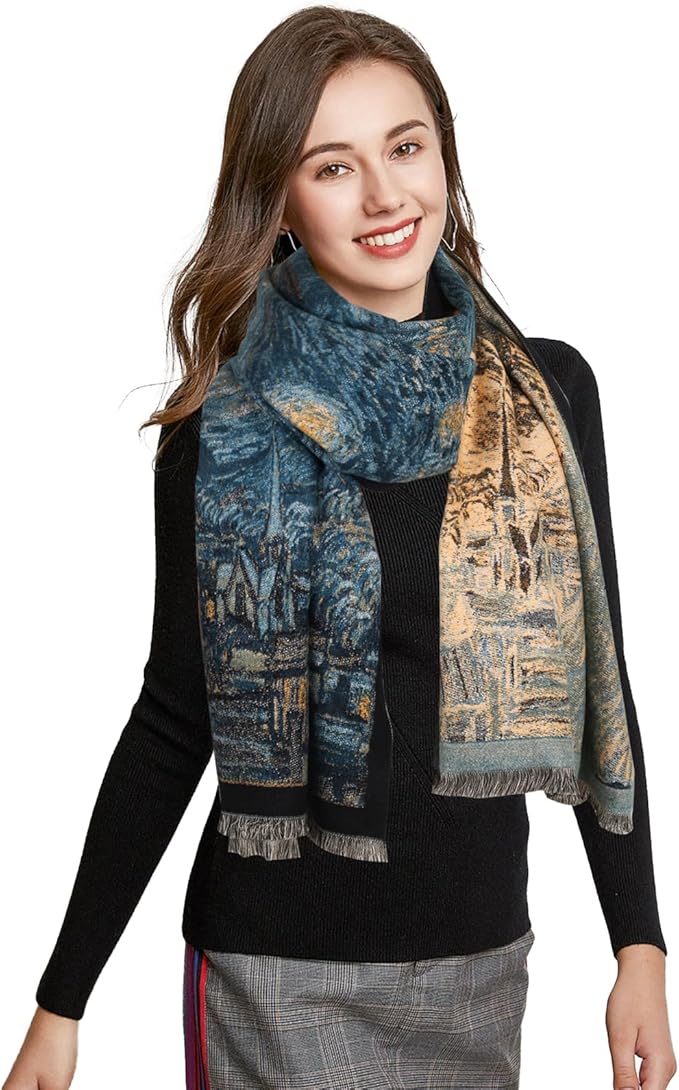 EXTREE Scarfs for Women Pashmina Silky Shawl Wrap for Evening Dressing Blanket Open Front Poncho Cape