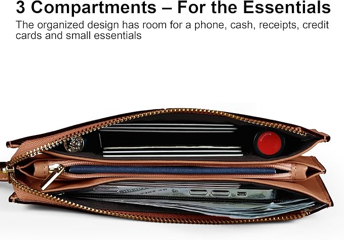 befen Genuine Leather Wristlet Clutch for Women Ultra-Slim Ladies Credit Card Holder Wallet Purses with RFID Protection